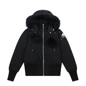 Black Fur-Trimmed Hooded Jacket